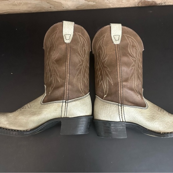 Bronco Youth Beige & Brown Western Boots 6D Festival Cowboy Rodeo Country Music - Picture 7 of 9